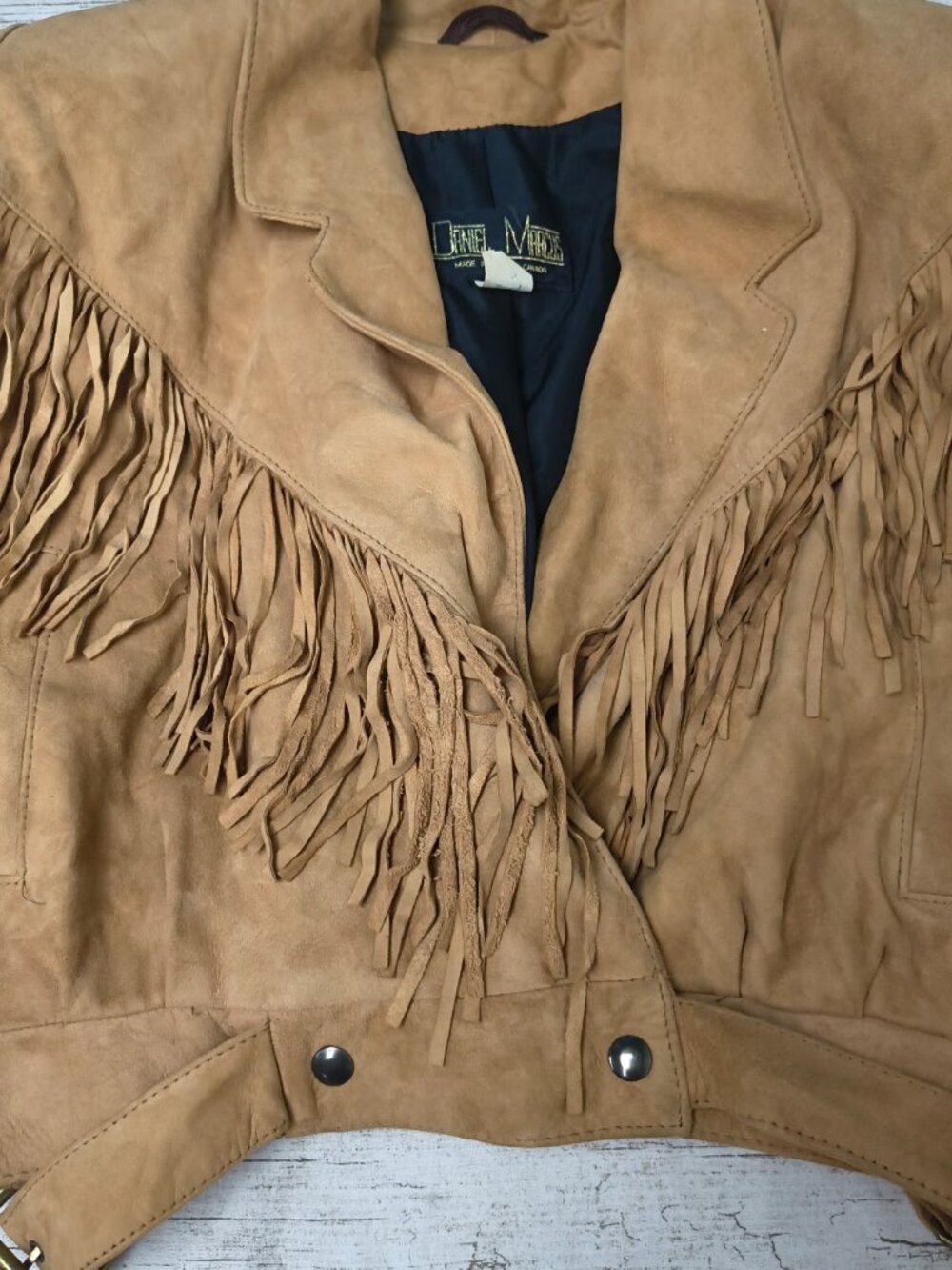 Vintage Daniel Marcus Tan Suede Fringe Crop Western Jacket Womens Medium Canada - Picture 5 of 12